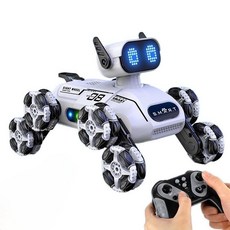 반려로봇 인공지능 강아지 음성 8006 말하는 AI 강아지 실버, 디럭스 리튬 3세트+리모콘 배터리, E. 기술 화이트 8륜 스턴트 로봇개