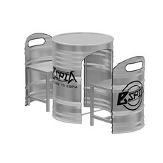 드럼통 카페 테이블 세트 업소용 야외 인더스트리얼 디자인 산업풍 인테리어 철제 가구, 실버 테이블+의자2