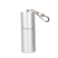 隨身菸灰缸鑰匙扣，攜帶式推拉密封菸蒂盒，熄菸筒，煙灰袋，煙蒂收納, 1個, 【圓筒】銀色