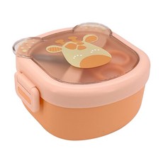 JoyBaby 便攜輔食碗兒童餐具套裝，含飯盒分格碗、副食品剪、寶寶碗、勺子、研磨碗，外出用餐好幫手, 珊瑚橘, 1個, F