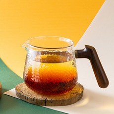 본인 나무손잡이 내열 유리 저그 차 티메이커 포트 주전자 숙우 470ml, 1개