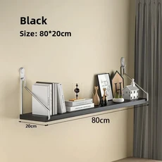 벽걸이형 라우터 선반 무타공 침실 벽 수납 랙 가로형 파티션 박스 스탠드 아메리칸 컨트리 스타일, 50 검정색 8020 무흔못 + 접착 후크