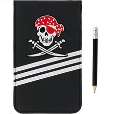 PINMEI 골프 가죽 스코어카드 홀더 커버 야드 북 미국 국기 골프공 마커 및 무료 연필 11.4 x 19cm4.33 7.5인치 126106, 블랙 스컬