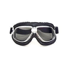 CRG Sports 오토바이 고글 에비에이터 파일럿 스타일 크루저 스쿠터 모토크로스 고글 남성 여성 성인용, 스모크 렌즈 실버 프레임