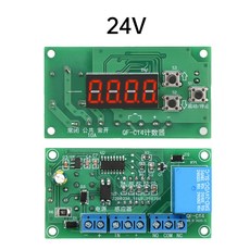 0.36'' 4비트 전자 카운터 모듈 DC 12V/24V 저레벨 릴레이 출력 스위치 보드 빨간색 디지털 튜브 컨트롤러, 01 DC 24V with relay