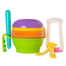 嬰兒副食品研磨碗 10件組 果泥料理 寶寶輔食工具 手動榨汁機 磨泥碗 輔食剪, 1個, 研磨器10件套