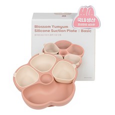 모모빈 블라썸 냠냠 이유식 흡착 식판 단품 실리콘 유아 식기, 1개, 체리블라썸