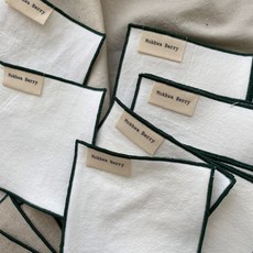 목화베리 무지 패브릭코스터 그린포인트, 2개, 그린테두리화이트