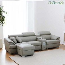 오스본가구 원조 라티나 구스다운 헤드레스트 4인용 가죽 소파, 라티나 4인용소파+스피커+스툴