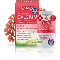 CATALO Women's Calcium with Aquamin™ Red Algae - Plant-Based Marine Calcium Supplement with Vitami, CATALO Women's Calcium with Aq, 1개, 60정