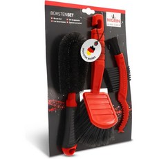 니그린 자전거 케어 세척 브러시 세트 대형 표면 세척용 휠 림 스포크 휠과 허브용 체인링 검은색/빨간색 3개