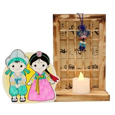 어르신 전통공예 나무문살 신랑각시 조명등꾸미기/ 마카색칠용 수면등 치료미술 과학캠프 무드등, 2개, 나무색상