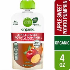 Simple Truth Organic Baby Food Puree Level 2 Apple Sweet Potato Pumpkin -- 4 oz, 1개