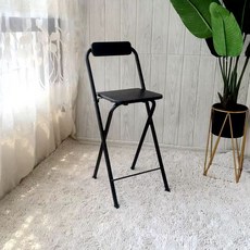 접이식 높은 의자 카페 높이 식탁 바체어 원형 인테리어의자, 1인용, 올블랙 보드 상판 사각 좌석 60cm
