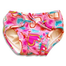 Flamewing專業嬰兒防水游泳褲 玩水褲 尿布褲 嬰兒泳褲 防漏尿布褲 游泳尿布, 1個, 粉愛心防水泳褲,S, S