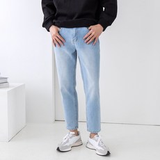 男士三色男士九分錐形牛仔褲男士半寬直筒牛仔褲