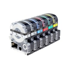 챔피온 엡손 호환 라벨테이프 6mm 9mm 12mm 18mm 24mm 36mm 다양한 색상 수축튜브라벨, 8m, 12mm SS12RW (흰색용지 빨강글자)