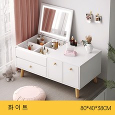스타일닥터 창문 화장대 수납장 일체형 침실 소형 화장대, 화이트