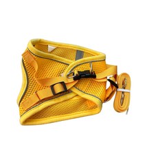 포아틀리에 강아지 메쉬 하네스 가슴줄 초경량 탈출방지 산책용 통풍 조끼형 소형견 중소형견 명절외출 기념촬영, 옐로우