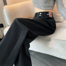 couchsurfing 여성 하이웨이스트 와이드핏 빈티지 투 버튼 청바지