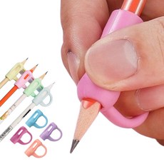 휴보그 펜 그립 홀더 연필 교정기 중지걸이형, 8색(주황 노랑 초록 하늘 파랑 핑크 연핑크 보라), 1세트-중지걸이형