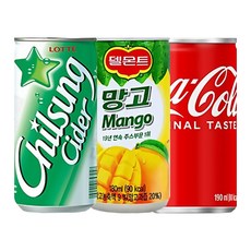 코카콜라 칠성사이다 망고 작은캔 190ml 3종 30캔 세트, 30개