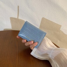 CLASSIC STAR 鱷魚紋PU皮革迷你錢包, 藍色, 1個