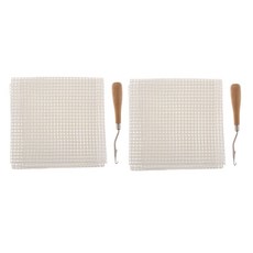 shangren 2개 래치 후크 크로 셰 뜨개질 후크 도구 DIY, 50x50cm 150x100cm, 화이트, 2 세트, 2세트
