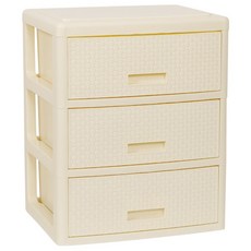4536 3단 라탄 서랍장 플라스틱서랍장 수납장, 아이보리