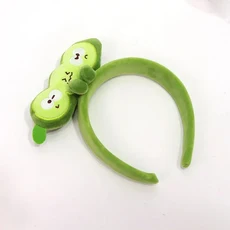 만화 옥수수 플러시 헤어밴드 귀엽고 창의적인 채소 완두콩 호박 버섯 액세서리 세안 사진 촬영, 03 Pea headband