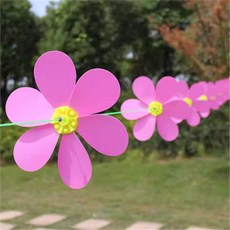 줄 바람개비 만국기 회전 오색 유치원 주유소 행사, 1개, 10m 낚싯줄/핑크 바람개비