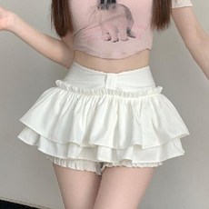 Yellwell여성 러블리 프릴 미니스커트 하이웨스트 캉캉 스커트 귀여운 여성용 치마LYT