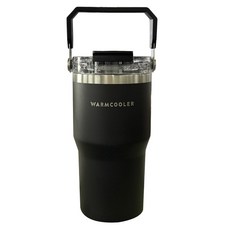 웜쿨러 대용량 핸들 빨대 텀블러(스티커+세척솔세트), 1세트, 600ml, 블랙