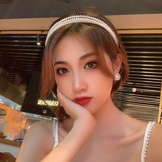 珍珠髮箍 女 法式浪漫網紅款 洗臉高顱頂壓髮卡 頭飾, 1個, 輕熟少女 多層珍珠頭箍
