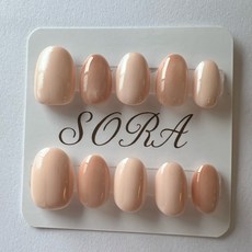 SORA 裸粉色珍珠粉貓眼穿戴甲 XS M號短圓, 1個, S, 裸粉色