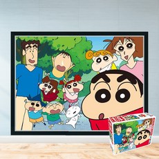 모두의취미 짱구 숲속산책 300피스 일본캐릭터 직소퍼즐, 1개, 액자세트(슬림모던블랙엣지)