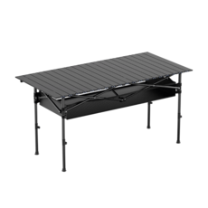 蛋捲桌 可升降折疊桌 - 輕便露營摺疊桌 野餐露營餐桌, 升降款黑色