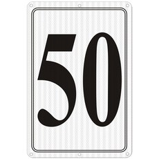 i-CowFun 프리미엄 반사 금속 번호 표지판 1 - 알루미늄 12인치 X 8인치 주차 공간 실외 대형 바닥 도크 코트 통로 필드 페이드 없음 내후성, Reflective Number Signs 50, 1개