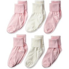 Jefferies Socks 여아용 머서라이즈드 면 턴 커프 양말 6팩