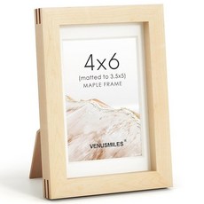4x6 Picture Frame USA-Sourced Natural Maple Wood Photo Collage Frame with HD Tempered Glass Mode, 4X6, 1P, 미국산 단풍나무