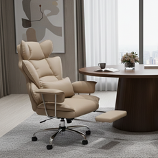 CoolHut 컴퓨터의자 침대형 리클라이너 게이밍 의자 고급가죽 사무용 PC방용 컴퓨터 게임용 의자 사무용 컴퓨터 의자, 베이지