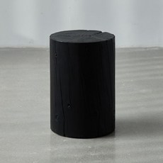 탄화 블랙 원목 우드 스툴 협탁 사각 원형 통나무 화장대 카페 매장 스툴체어 의자, K 32x32x45