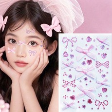 兒童臉貼 臉部裝飾 蝴蝶結 鑽石 演唱會應援化妝貼紙, 1個, 粉色