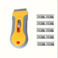 더줌커머스 인덕션 스크래퍼 찌든때 제거 본품 + 리필칼날10P, 옐로우, 1세트