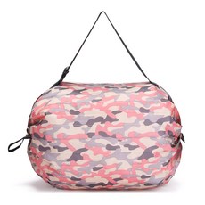 미니 휴대용 접이식 포켓 장바구니 시장가방 세트, 1개, 핑크+블랙