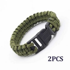생존 파라코드 팔찌 탈출 도구 7심 캠핑 23cm 비상 야외, Green-2pc