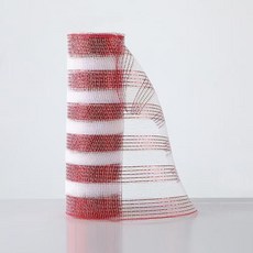 聖誕絲帶 網紗彩帶 26cm x10碼, 紅白 金蔥絲,26cm x10碼, 1個