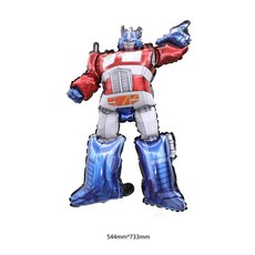 장난감 소년 빨간색 변신 로봇 노란색 용품 자동차 장식 만화 파란색 어린이 생일 파티 포일 3개 풍선, As Picture, 마노