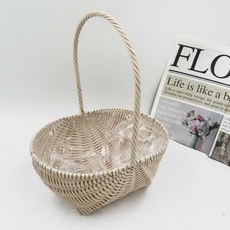 히스홈 과일 꽃 포장 바구니 축하 선물 바스켓, 1개, 아이보리