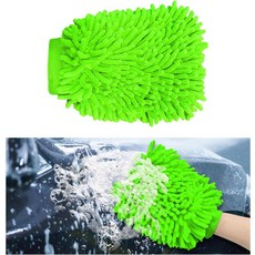 지시너 극세사 워시 미트 부드러운 스크래치 없는 양면 샤닐 워싱 장갑 세차 및 디링에 완벽 형광 녹색 대형, Large, Pink